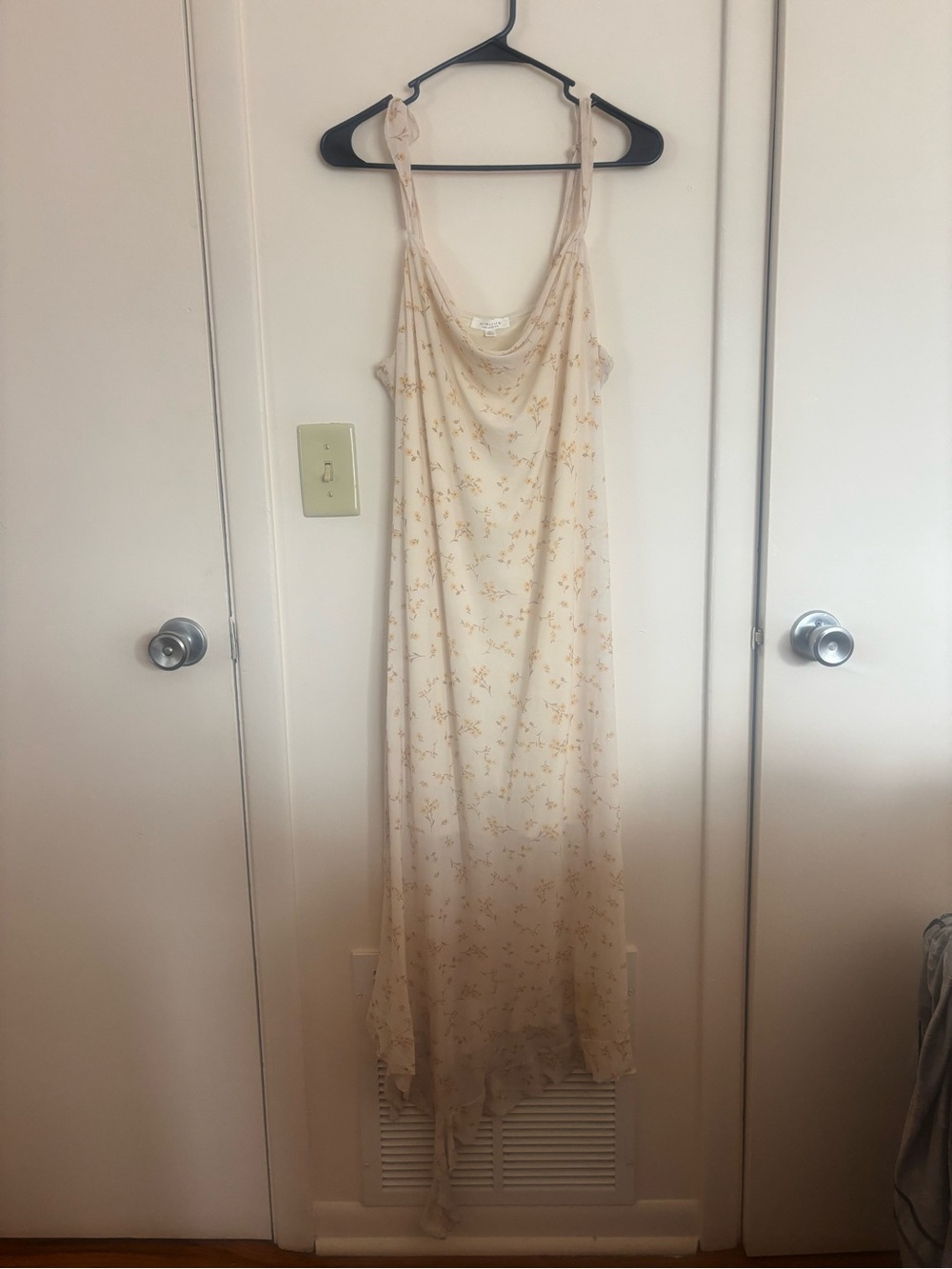 Cream Floral Slip Midi Dress with Cowl Neck